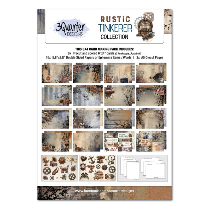3 Quarter Designs - Rustic Tinker Collection 6x4 Card Pack