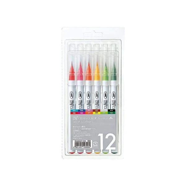 Kuretake Zig - Clean Colour Real Brush Set 12pk Basic Colours