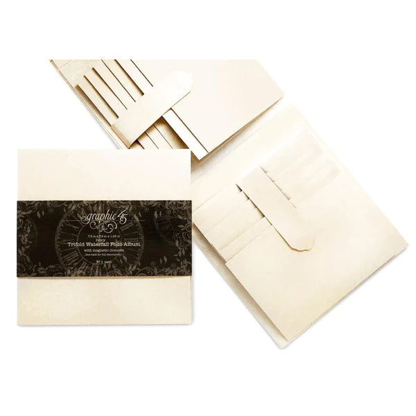 Graphic 45 - Trifold Waterfall Folio  Album - Ivory