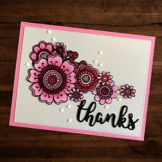 Paper Rose -  Metal Die Set  -Doodle Flowers