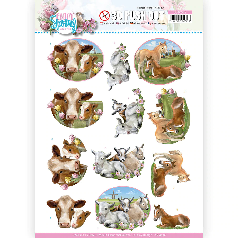 3D Push Out - Amy Designs - Enjoy Spring - Farm Animals Arts & Crafts Couture Creations