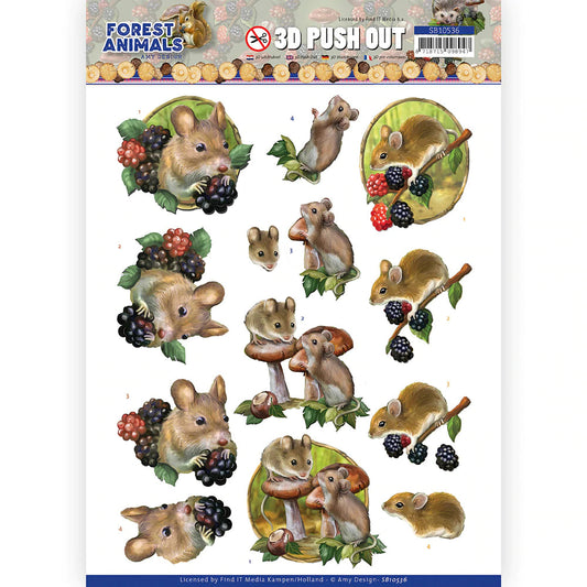 3D Push Out - Amy Designs - Forest Animal - Mouse Arts & Crafts Couture Creations