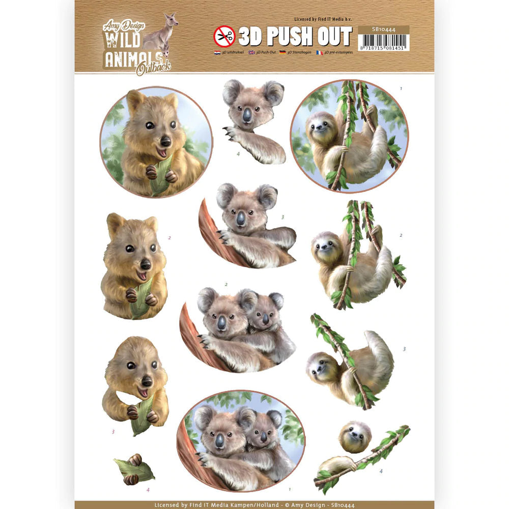 3D Push Out - Amy Designs - Wild Animals Outback - Koala Arts & Crafts Couture Creations