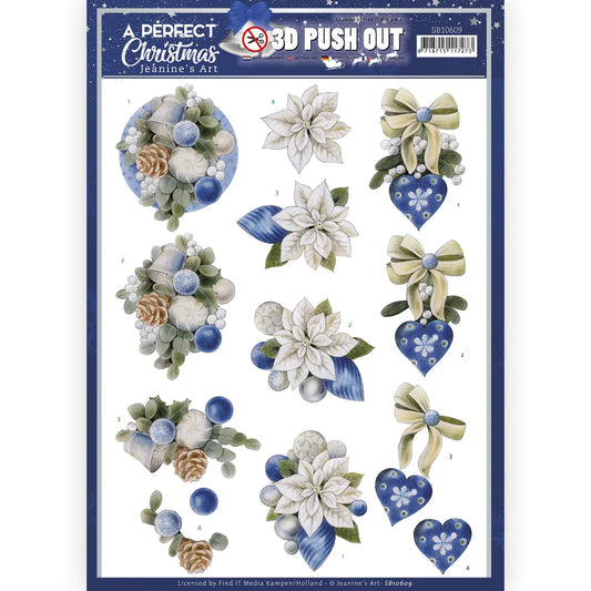 3D Push Out - Jeanine's Art- A Perfect Christmas - Blue Christmas Flowers Arts & Crafts Couture Creations