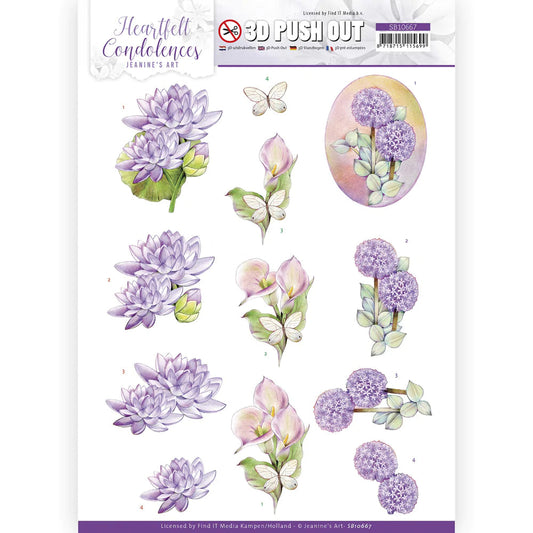 3D Push Out - Jeanine's Design - Heartfelt Condolences - Purple Flowers Arts & Crafts Couture Creations