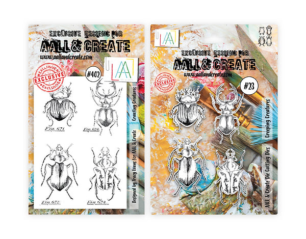 AALL & CREATE - A6 Stamps  with Matching Die Set - Crawling Creatures
