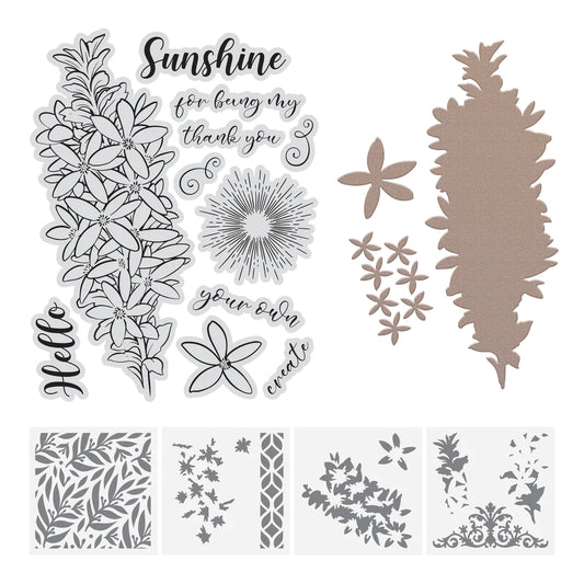 Couture Creations - Box Leaf Wax Flowers - Stencil Stamp and Die