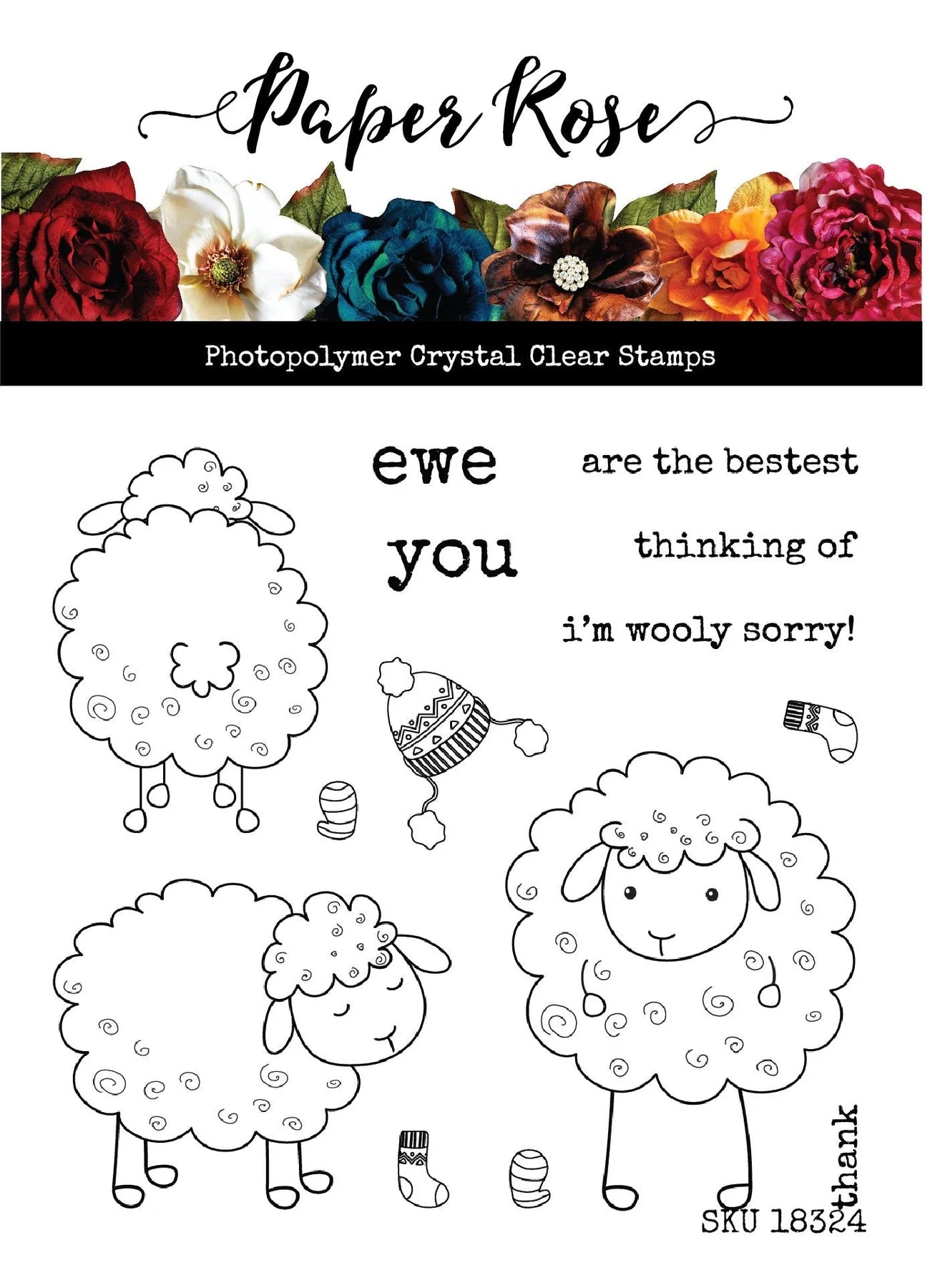 Paper Rose -  Clear Stamp Set - Wooley Sorry