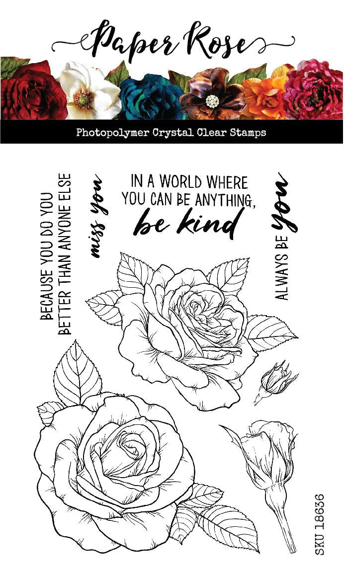 Paper Roses Word Stamps Paper Rose - Clear Stamp Set - Sketchy Roses – 10Cats