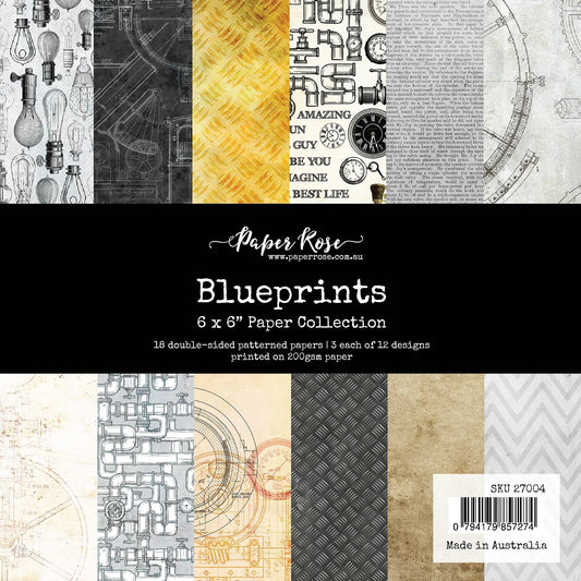 Paper Rose Blue Prints 6x6 Paper Collection