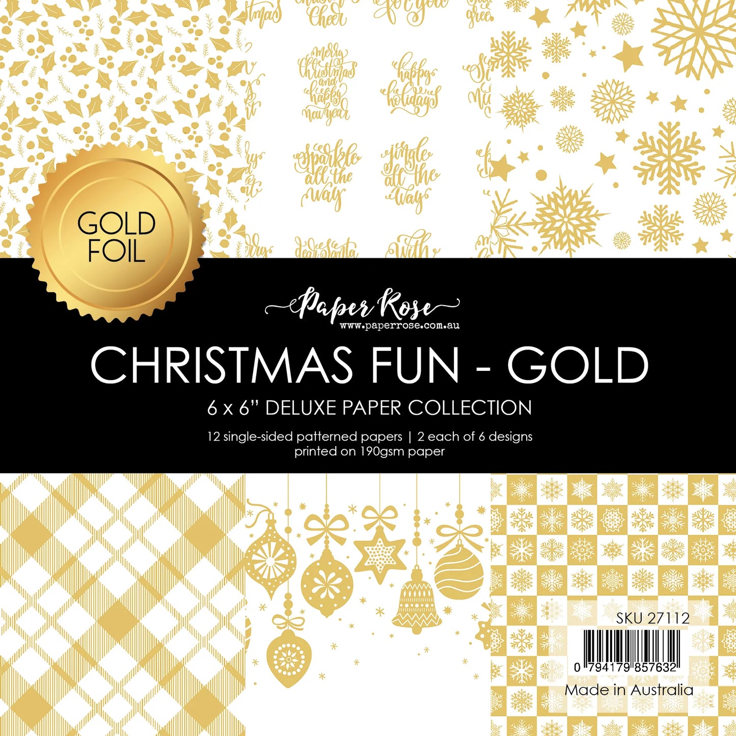Paper Rose Christmas Fun - Gold Foil 6x6 Paper Collection