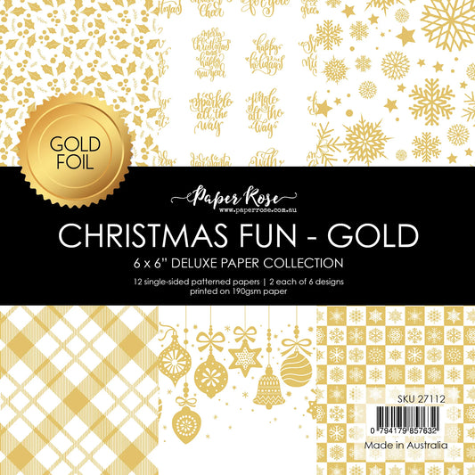 Paper Rose Christmas Fun - Gold Foil 6x6 Paper Collection
