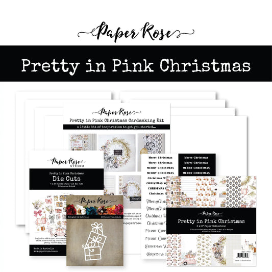 Paper Rose - Pink  Christmas Cardmaking Kit