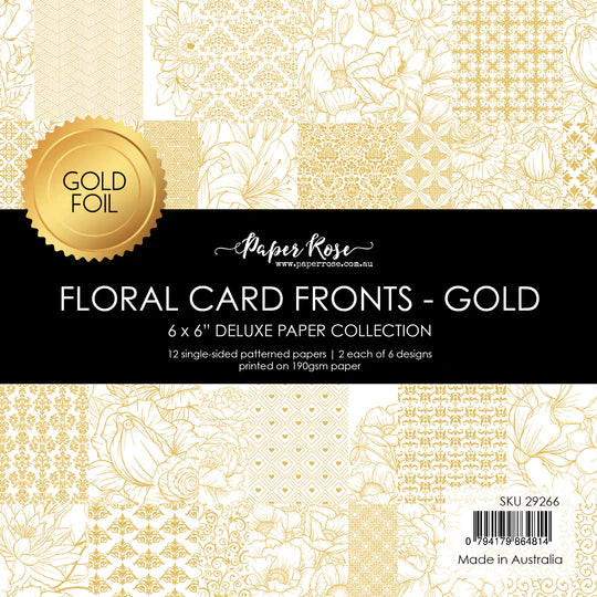 Paper Rose - Floral Card Fronts - Gold Foil  6'x6' Paper Collection