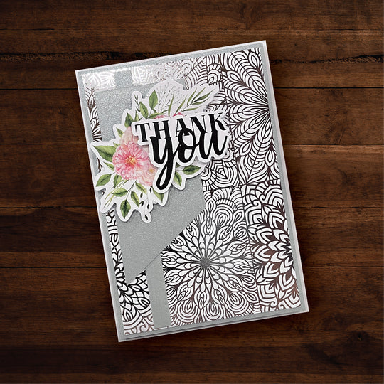 Paper Rose - Mandala Card Fronts - Silver Foil  6'x6' Paper Collection