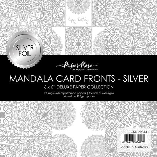 Paper Rose - Mandala Card Fronts - Silver Foil  6'x6' Paper Collection