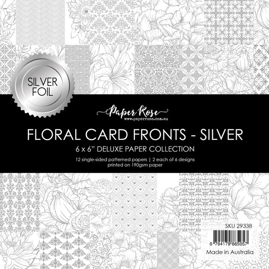 Paper Rose - Floral Card Fronts - Silver Foil  6'x6' Paper Collection