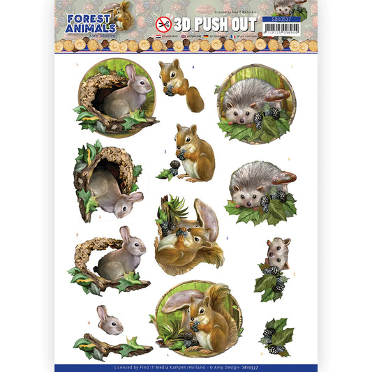 3D Push Out - Amy Designs - Forest Animal - Rabbit