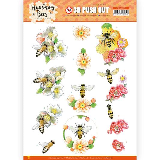 3D Push Out - Jeanine's Design - Humming Bees- Queen Bee