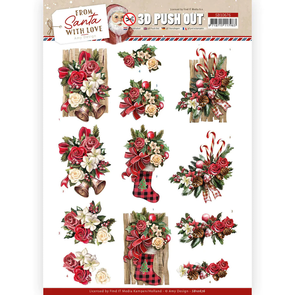 3D Push Out - Amy Design - From Santa with Love - Red Bow