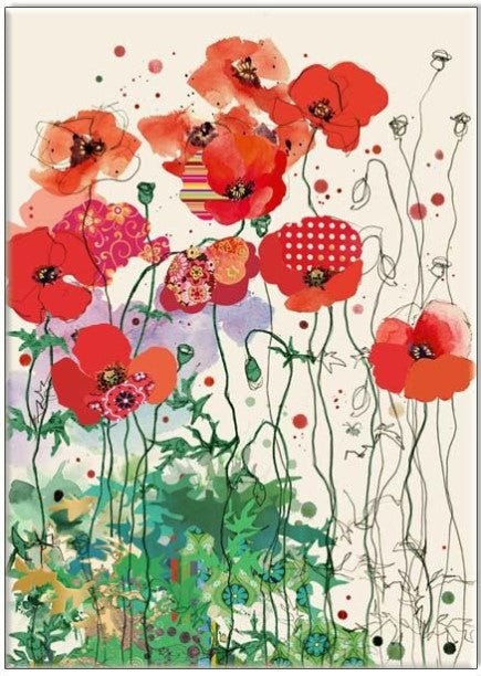 Bug Art Luxury Greeting Cards - Red Field Poppies