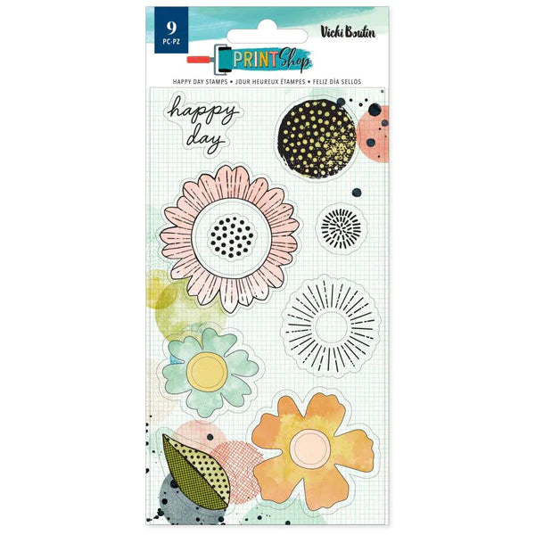 Acrylic  Stamps - Vicki Boutin - Print Shop Happy Day Stamp Set