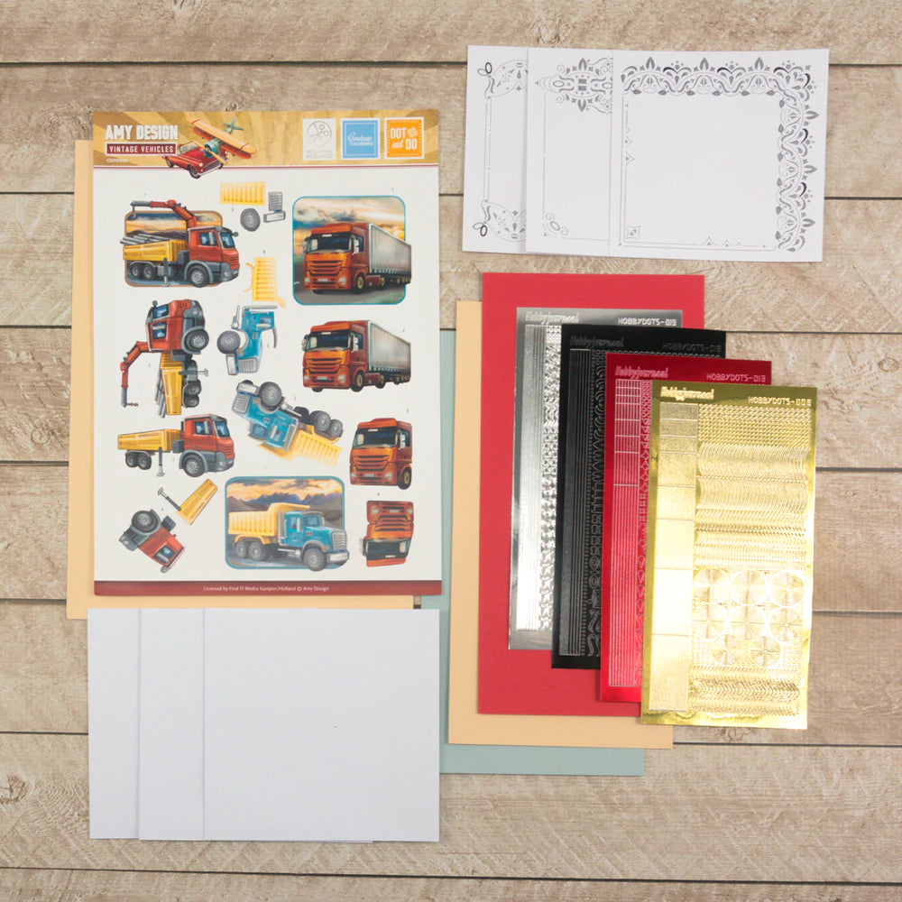 A4 - 3D Diecut Decoupage Set - Trucks Arts & Crafts Couture Creations