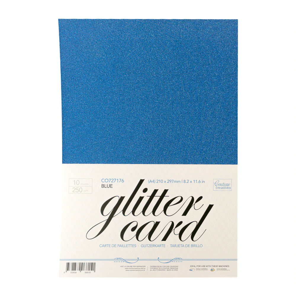 A4 Glitter Card 250gsm - Blue Arts & Crafts Couture Creations