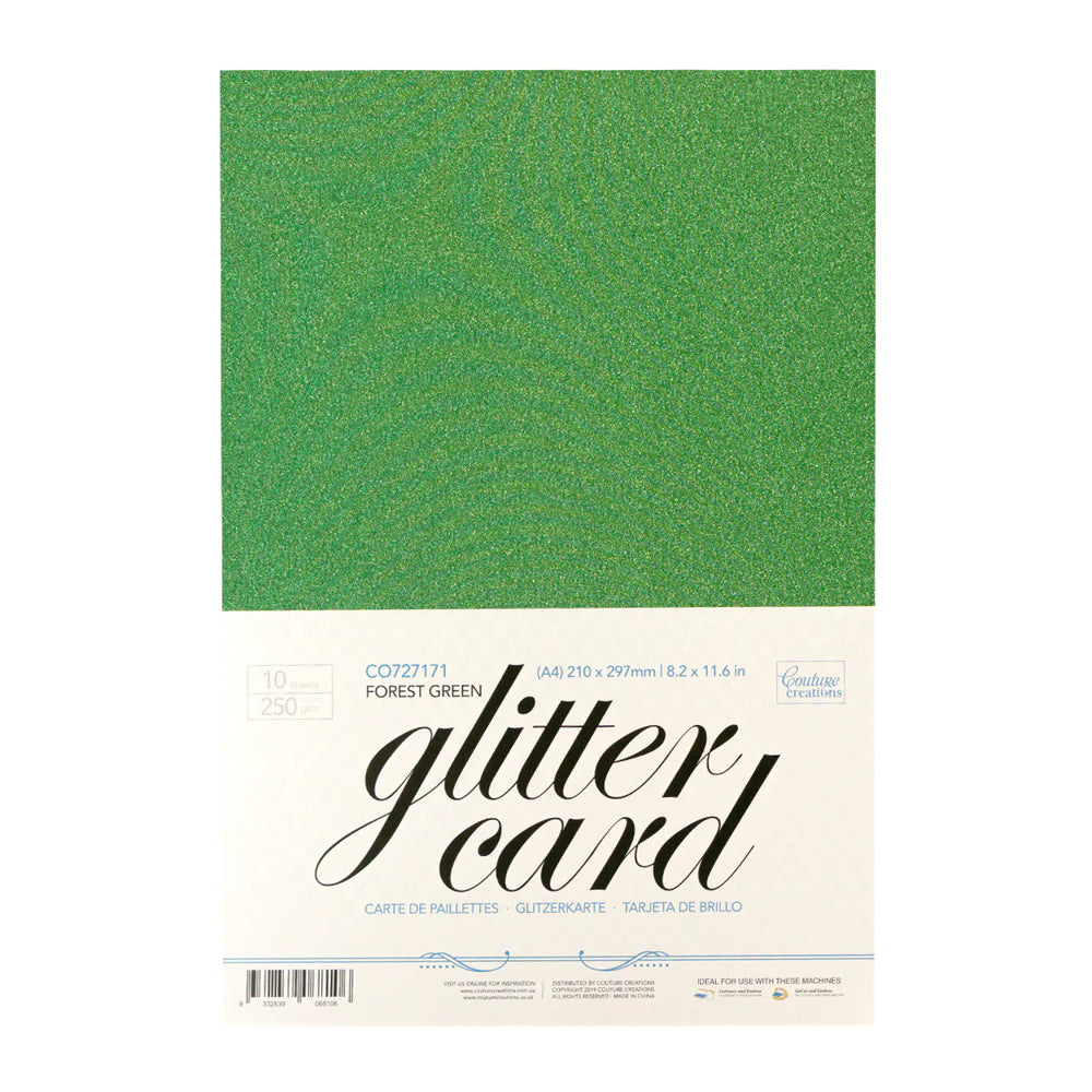 A4 Glitter Card 250gsm - Forest Green Arts & Crafts Couture Creations