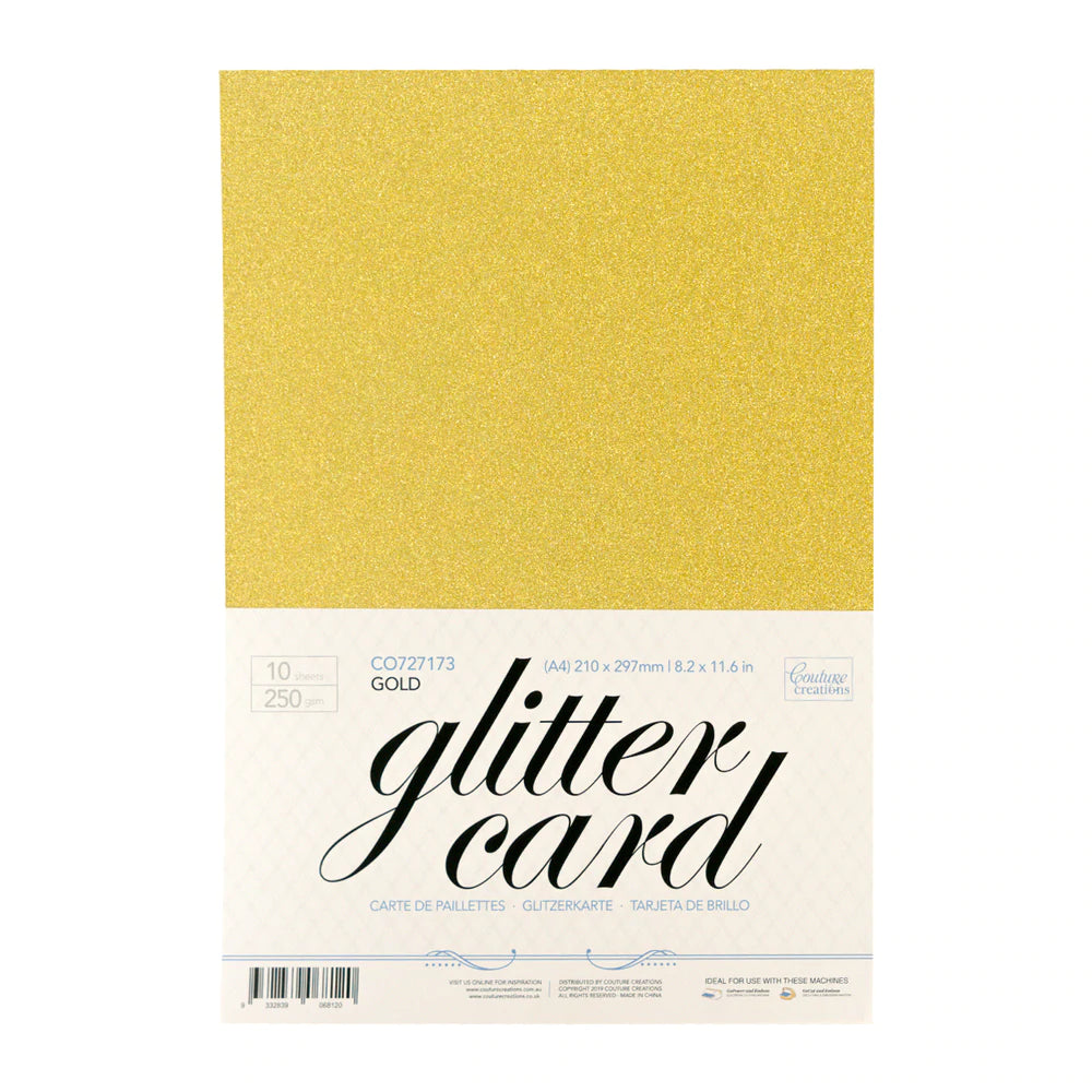 A4 Glitter Card 250gsm - Gold Arts & Crafts Couture Creations