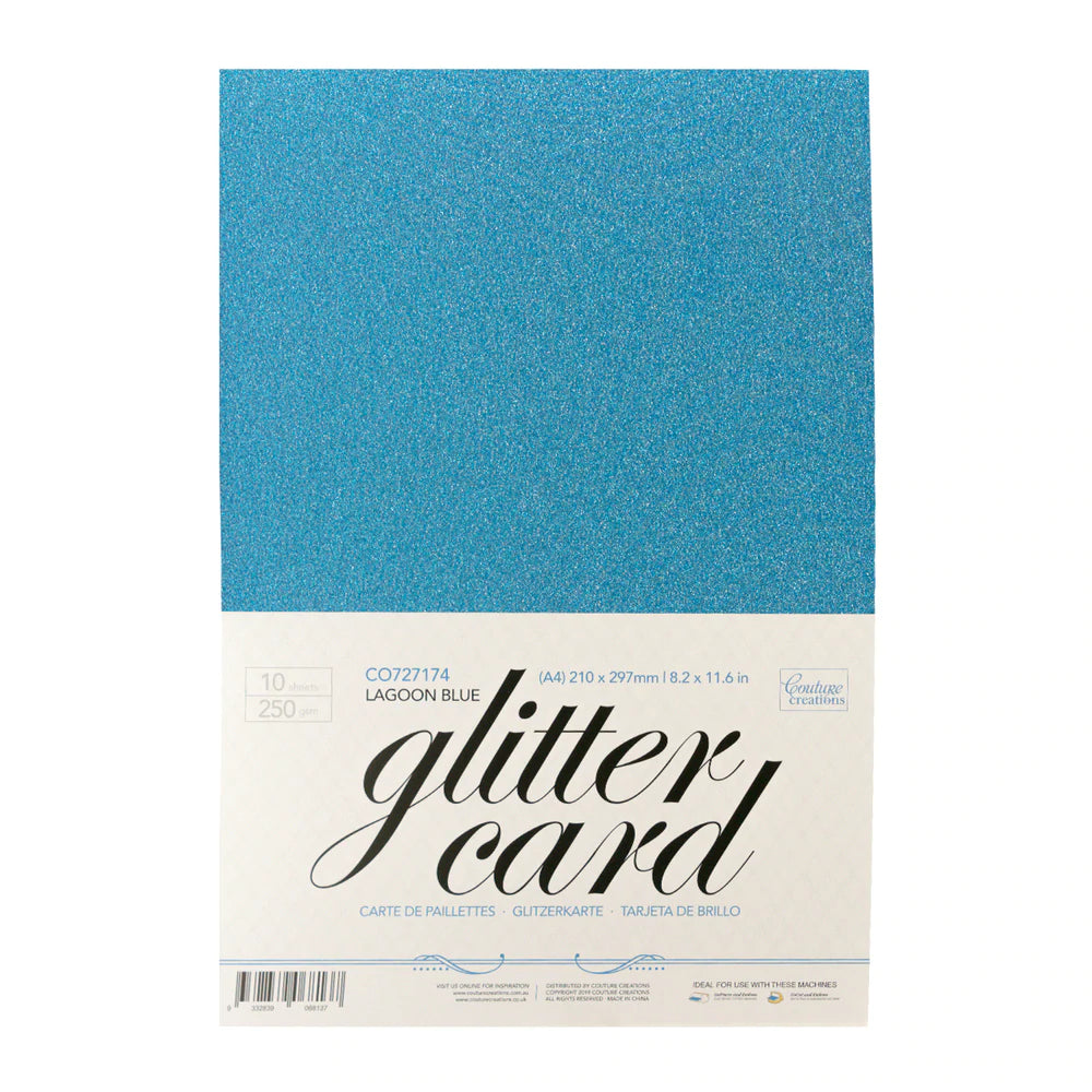 A4 Glitter Card 250gsm - Lagoon Blue Arts & Crafts Couture Creations