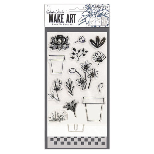 Acrylic Stamp, Die & Stencil Set - Wendy Vecchi - Flower Pot