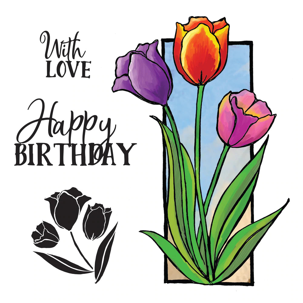 Acrylic Stamps - Framed Tulips Arts & Crafts Couture Creations