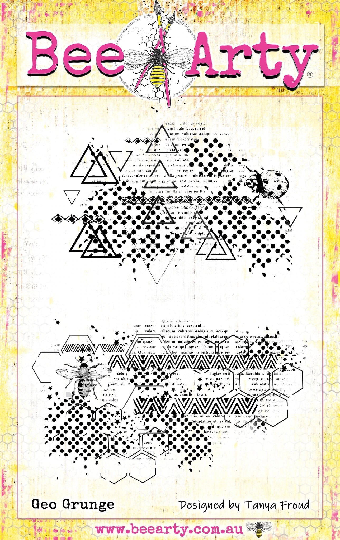 Acrylic Stamps - Geo Grunge Arts & Crafts Bee Arty