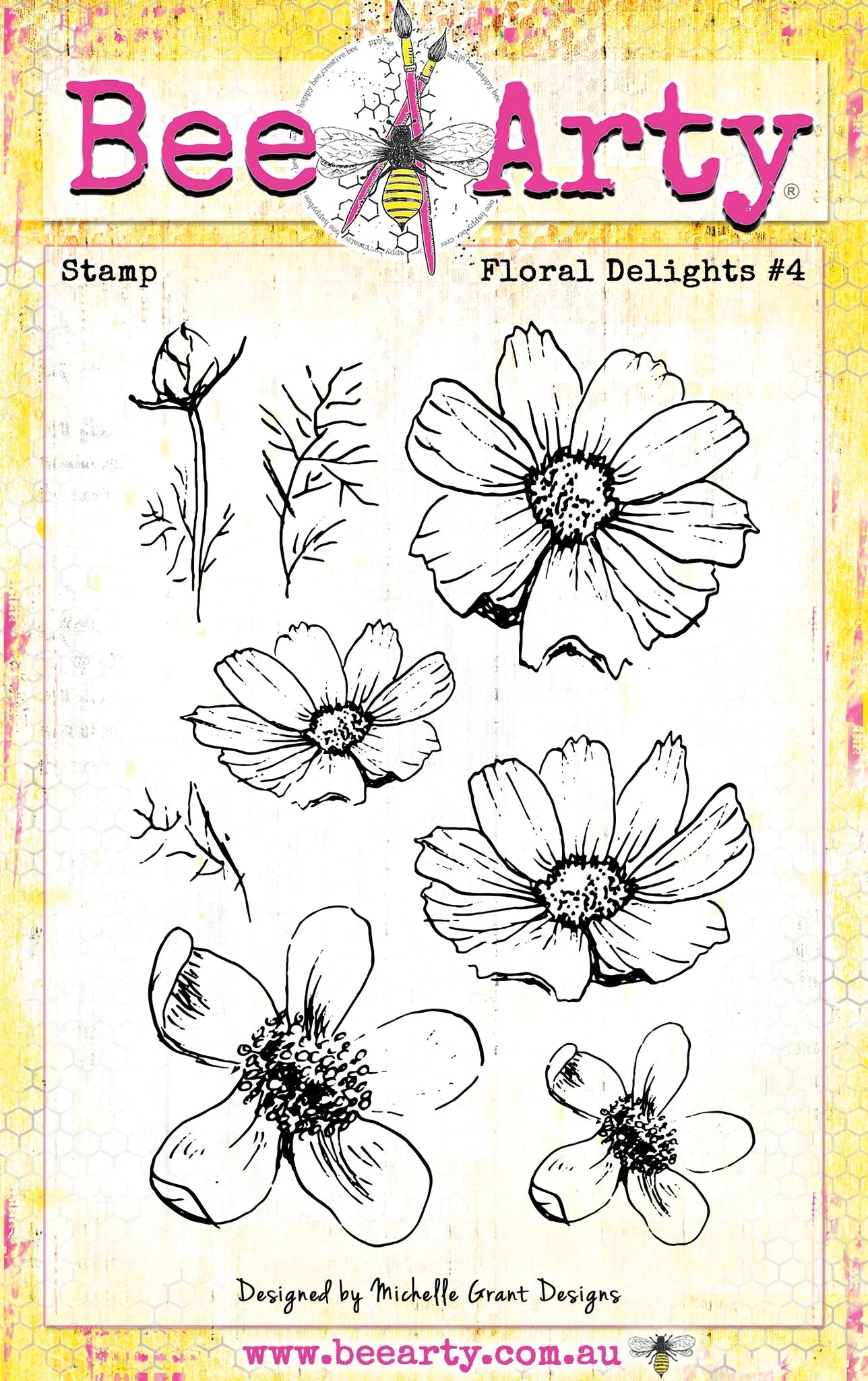 Acrylic Stamps - Pretty Posy Arts & Crafts Bee Arty