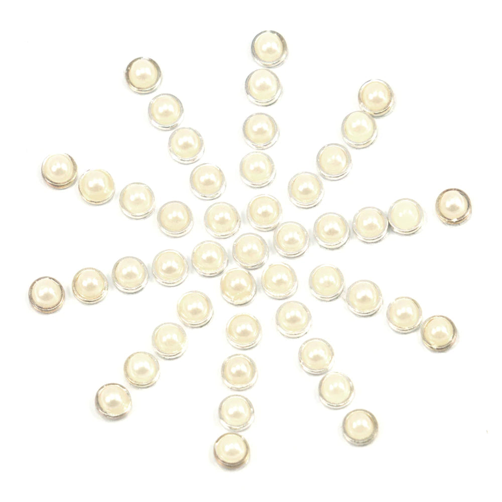 Adhesive Silver + Pearl Set (50pc) (7mm x 15mm) Arts & Crafts Couture Creations