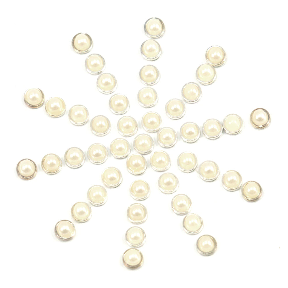 Adhesive Silver + Pearl Set (50pc) (7mm x 15mm) Arts & Crafts Couture Creations