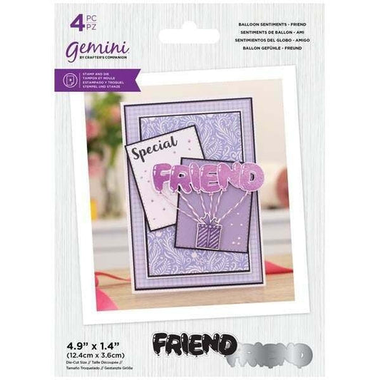 Crafters Companion Gemini Stamp & Die - Balloon Sentiments - Friend Arts & Crafts Crafters Companion