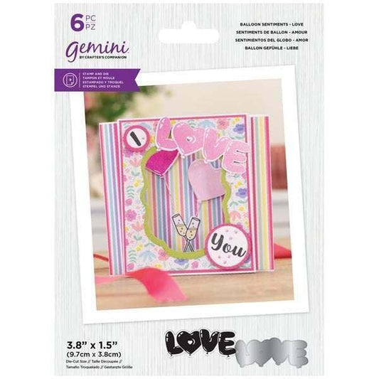 Crafters Companion Gemini Stamp & Die - Balloon Sentiments - Love Arts & Crafts Crafters Companion