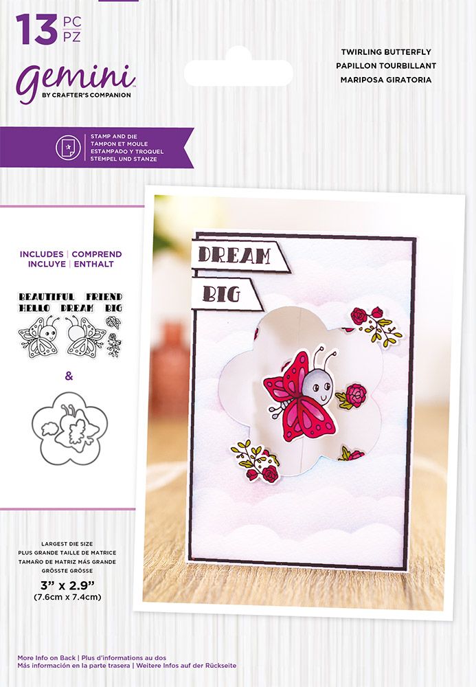 Crafters Companion Gemini Stamp & Die - Twirling Butterfly Arts & Crafts Crafters Companion