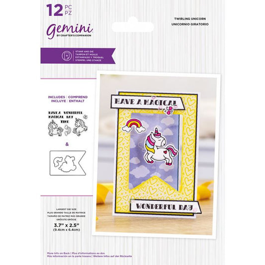 Crafters Companion Gemini Stamp & Die - Twirling Unicorn Arts & Crafts Crafters Companion