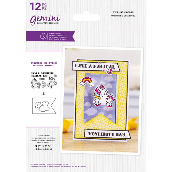 Crafters Companion Gemini Stamp & Die - Twirling Unicorn Arts & Crafts Crafters Companion