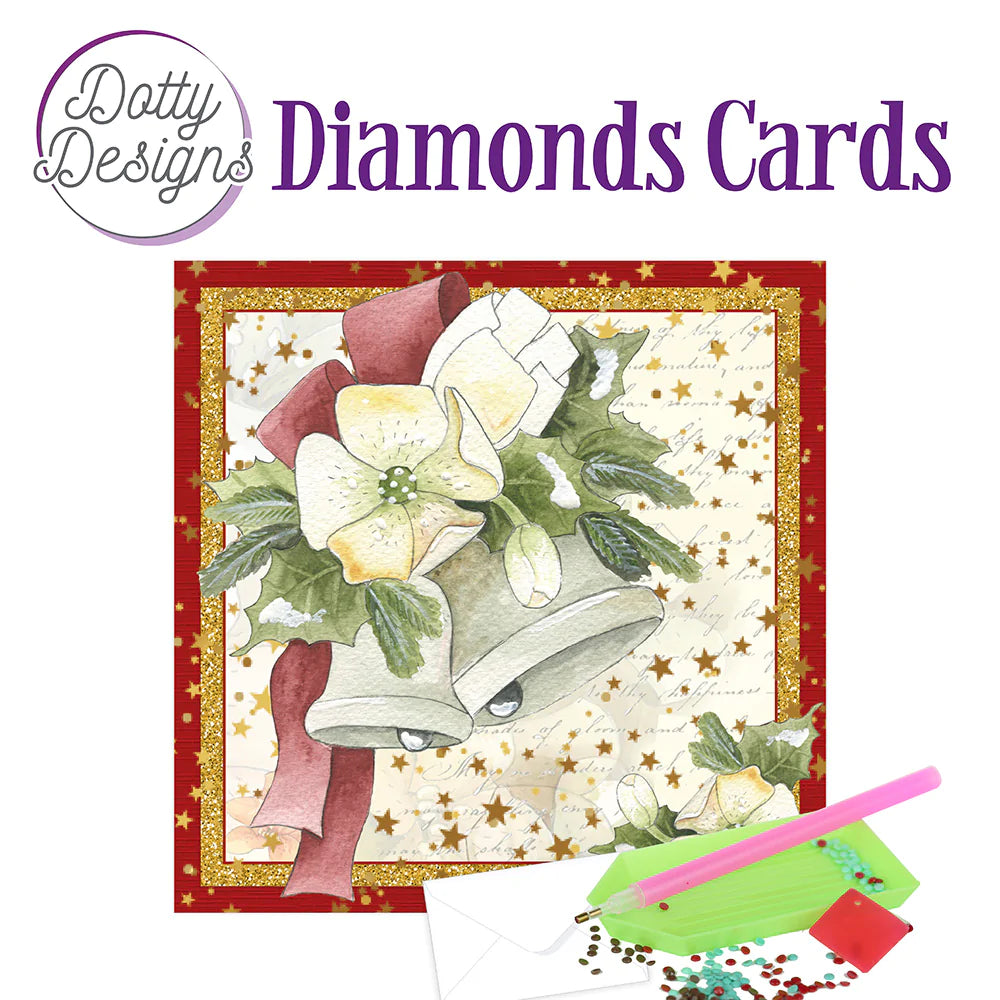 Diamond Cards - Dotty Designs - Christmas Bells with White Flowers Arts & Crafts Couture Creations