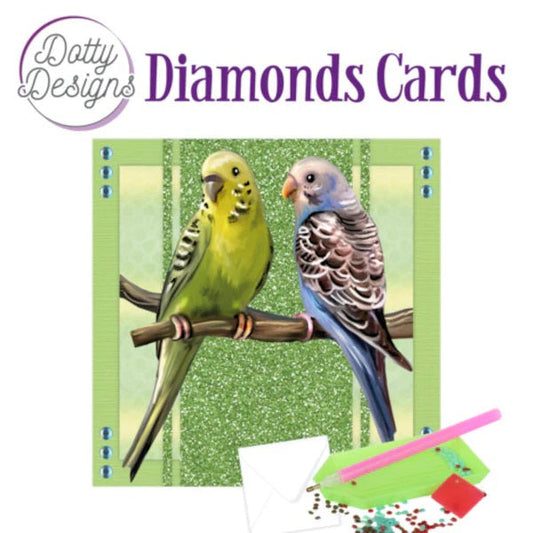 Diamond Cards - Dotty Designs - Parakeets (Square)