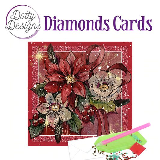 Dotty Designs - Diamond Cards - Poinsetta (Square) - 10Cats