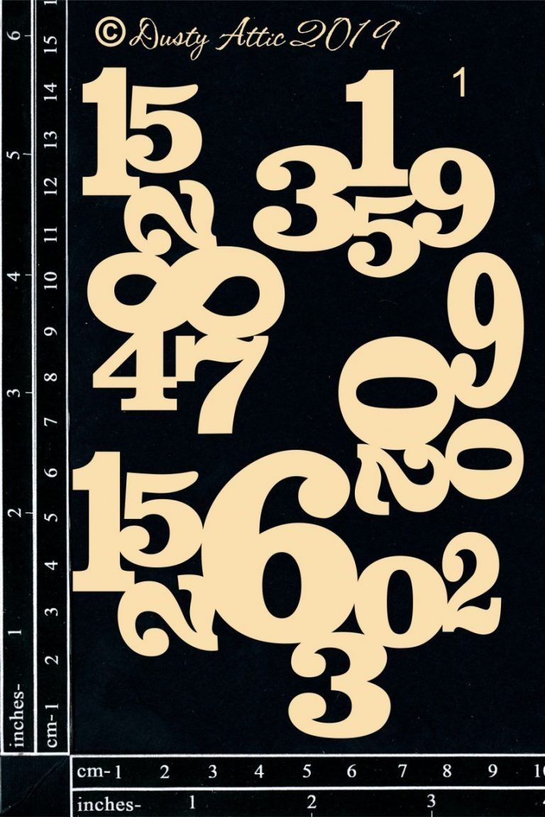 Dusty Attic - Broken Bits 1 - Numbers - Chipboard Arts & Crafts Dusty Attic