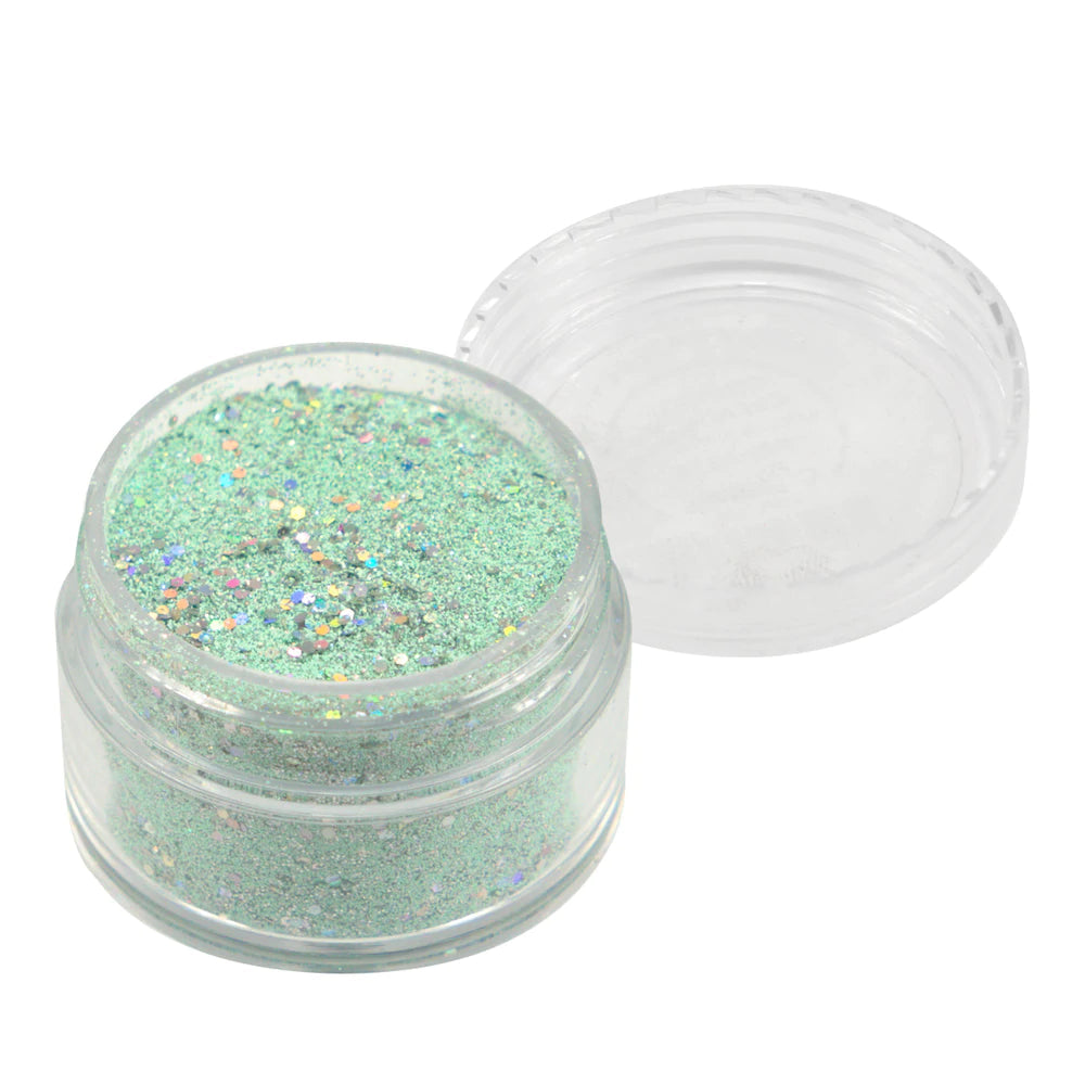 Embossing powder - Pastel Mint with Holographic silver glitter ( Super Fine ) Arts & Crafts Couture Creations
