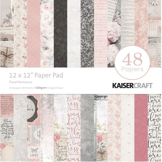 Kaisercraft - Paper Pad 12in x 12in 48 pack - Floral Romance