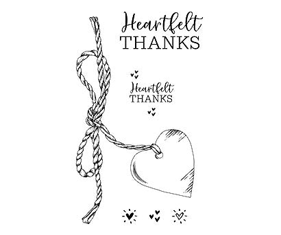 Kaszazz Rubber Stamp - Heartfelt Thanks (uncut set of 4) Arts & Crafts Kaszazz