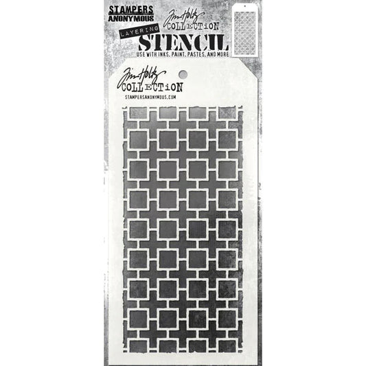 Layering Stencil - Stampers Anonymous - Linked Squares Arts & Crafts Tim Holtz